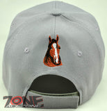 NEW! TWO HORSE SHADOW COWBOY COWGIRL SPORT RODEO CAP HAT GRAY