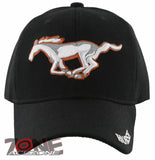 NEW HORSE SPEED RACING SPORT MUSTANG BALL CAP HAT BLACK