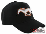 NEW HORSE SPEED RACING SPORT MUSTANG BALL CAP HAT BLACK