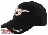 NEW HORSE SPEED RACING SPORT MUSTANG BALL CAP HAT BLACK