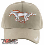NEW HORSE SPEED RACING SPORT MUSTANG BALL CAP HAT TAN