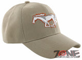 NEW HORSE SPEED RACING SPORT MUSTANG BALL CAP HAT TAN
