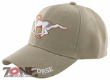 NEW HORSE SPEED RACING SPORT MUSTANG BALL CAP HAT TAN