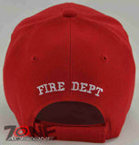 FIRE DEPT FIRE FIRST IN LAST OUT FLAMES CAP HAT RED