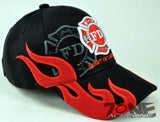 FD FIRE DEPT FIRST IN LAST OUT FLAMES N1 CAP HAT BLACK