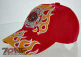 FD FIRE DEPT RESCUE FLAMES CAP HAT F1 RED