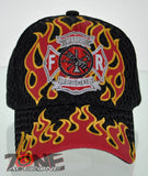 MESH FD FIRE DEPT RESCUE FLAMES CAP HAT F1 BLACK