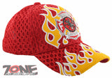 MESH FD FIRE DEPT RESCUE FLAMES CAP HAT F1 RED