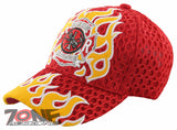 MESH FD FIRE DEPT RESCUE FLAMES CAP HAT F1 RED