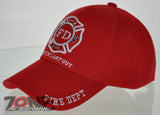 FD FIRE DEPT FIRST IN LAST OUT SHADOW N1 CAP HAT RED