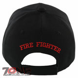 FIRE DEPT FIRE FIGHTER SIDE FLAMES BALL CAP HAT BLACK