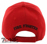 FIRE DEPT FIRE FIGHTER SIDE FLAMES BALL CAP HAT RED