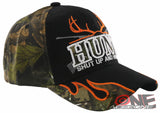 HUNT SHUT UP AND HUNT! DEER OUTDOOR HUNTING BALL CAP HAT BLACK FOREST CAMO