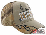 HUNT SHUT UP AND HUNT! DEER OUTDOOR HUNTING BALL CAP HAT TAN SAND FOREST CAMO