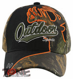 OUTDOOR SPORTS DEER SHADOW HUNTING BALL CAP HAT BLACK GREEN FOREST CAMO