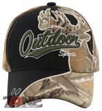 OUTDOOR SPORTS DEER SHADOW HUNTING BALL CAP HAT BLACK SAND FOREST CAMO
