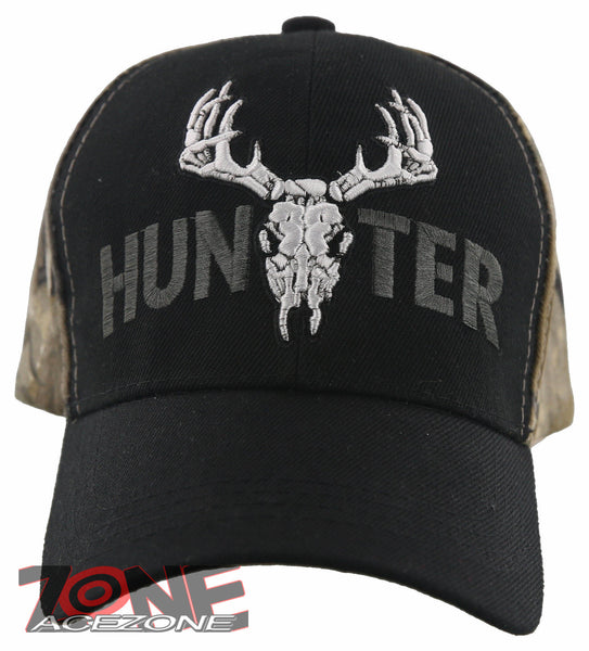 NEW! DEER HUNTER SKULL BUCK OUTDOOR SPORTS CAP HAT BLACK CAMO