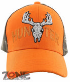 NEW! DEER HUNTER SKULL BUCK OUTDOOR SPORTS CAP HAT ORANGE CAMO