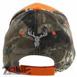 NEW! DEER HUNTER SKULL BUCK OUTDOOR SPORTS CAP HAT ORANGE CAMO