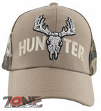 NEW! DEER HUNTER SKULL BUCK OUTDOOR SPORTS CAP HAT TAN CAMO