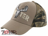 NEW! DEER HUNTER SKULL BUCK OUTDOOR SPORTS CAP HAT TAN CAMO