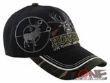 NEW! DEER HUNTER LIVE TO HUNT BUCK OUTDOOR SPORTS CAP HAT BLACK CAMO