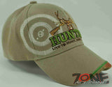 HUNTER LIVE TO HUNT DEER BUCK OUTDOOR SPORTS CAP HAT TAN