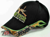 HUNTER LIVE TO HUNT DEER BUCK OUTDOOR SPORTS CAP HAT BLACK