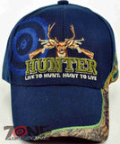 HUNTER LIVE TO HUNT DEER BUCK OUTDOOR SPORTS CAP HAT NAVY