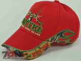 HUNTER LIVE TO HUNT DEER BUCK OUTDOOR SPORTS CAP HAT RED