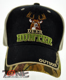 NEW! HUNTER HUNT DEER BUCK OUTDOOR SPORTS CAP HAT BLACK