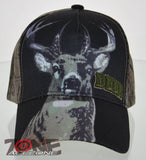 NEW! BIG DEER PRINT HUNTER DEER BUCK OUTDOOR SPORTS CAP HAT CAMO BLACK