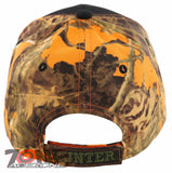 HUNTER LIVE TO HUNT DEER BUCK OUTDOOR SPORTS CAP HAT BLACK ORANGE CAMO