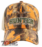 HUNTER LIVE TO HUNT DEER BUCK OUTDOOR SPORTS CAP HAT ORANGE CAMO TAN