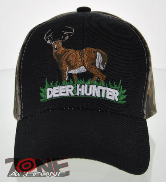 NEW! BIG DEER HUNTER DEER BUCK OUTDOOR SPORTS CAP HAT CAMO BLACK