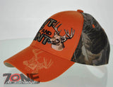 NEW! SHUT UP AND HUNT HUNTER HUNT DEER BUCK OUTDOOR SPORTS CAP HAT ORANGE CAMO