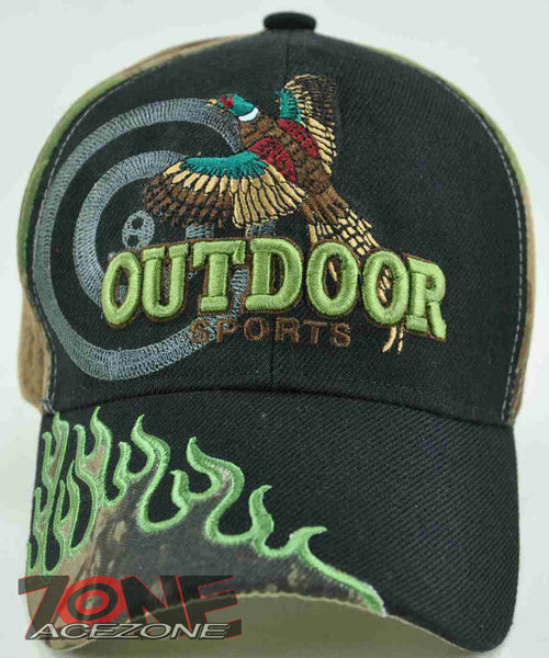 NEW! PHEASANT OUTDOOR HUNTING FLAME CAP HAT BLACK CAMO