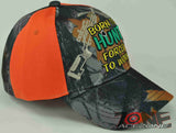 NEW! BORN TO HUNT FORCED TO WORK CAMO ORANGE CAP HAT