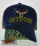 NEW! HUNTER HUNT DEER BUCK OUTDOOR SPORTS SIDE FRAME CAP HAT NAVY