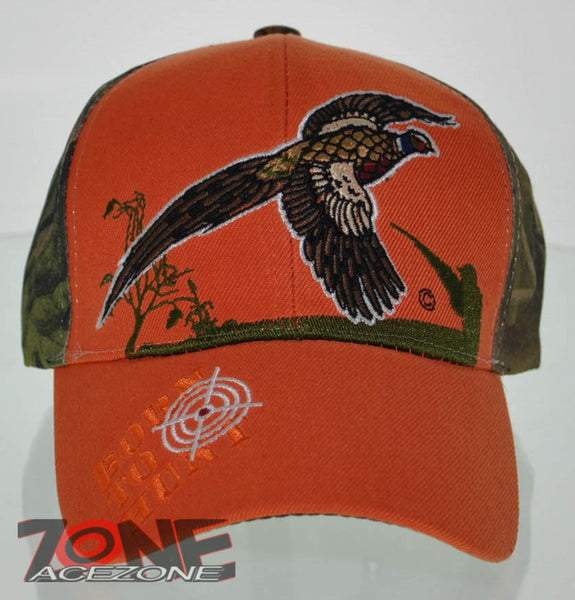 NEW! PHEASANT HUNTING BORN TO HUNT ORANGE CAMO CAP HAT