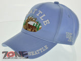 SEATTLE WA DEER BUCK HUNTING OUTDOOR CAP HAT SKY BLUE