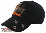 BORN TO HUNT FORCED TO WORK DEER BUCK HUNTING BALL CAP HAT BLACK