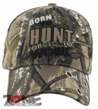 BORN TO HUNT FORCED TO WORK DEER BUCK HUNTING BALL CAP HAT CAMO