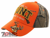 BORN TO HUNT FORCED TO WORK DEER BUCK HUNTING CAP HAT ORANGE