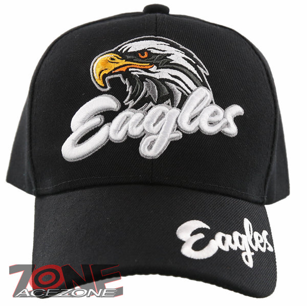NEW! BIG EAGLES HEAD BALL CAP HAT BLACK