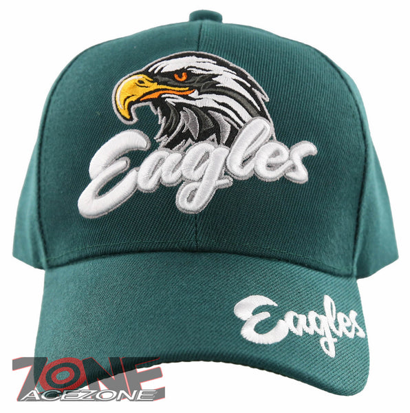 NEW! BIG EAGLES HEAD BALL CAP HAT GREEN