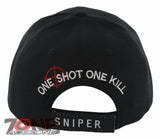 NEW! SNIPER ONE SHOT ONE KILL SCOPE BASEBALL CAP HAT BLACK