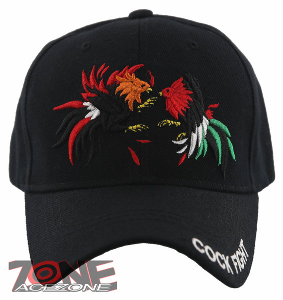 NEW! DOBLE COCK FIGHT COCK BALL CAP HAT BLACK