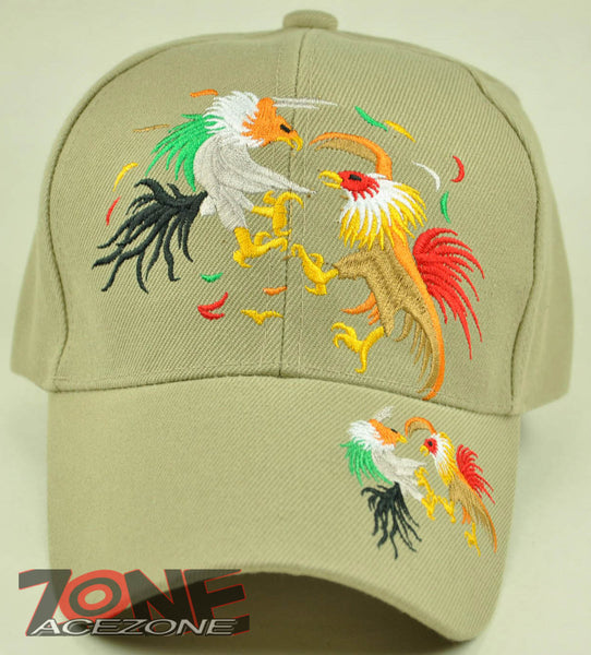 NEW! COCK FIGHT DOBLE COCK CAP HAT TAN