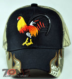 NEW! BIG COCK FIGHT SIDE FLAME CAP HAT BLACK CAMO